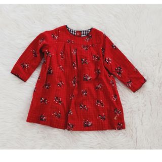 プチバトー(PETIT BATEAU)のプチバトー　ワンピース　18m  80 PETIT BATEAU　赤　レッド(ワンピース)