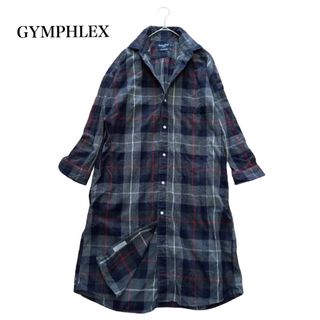 Gymphlex シャツワンピース 12(S位) 緑x紺x黒(チェック)