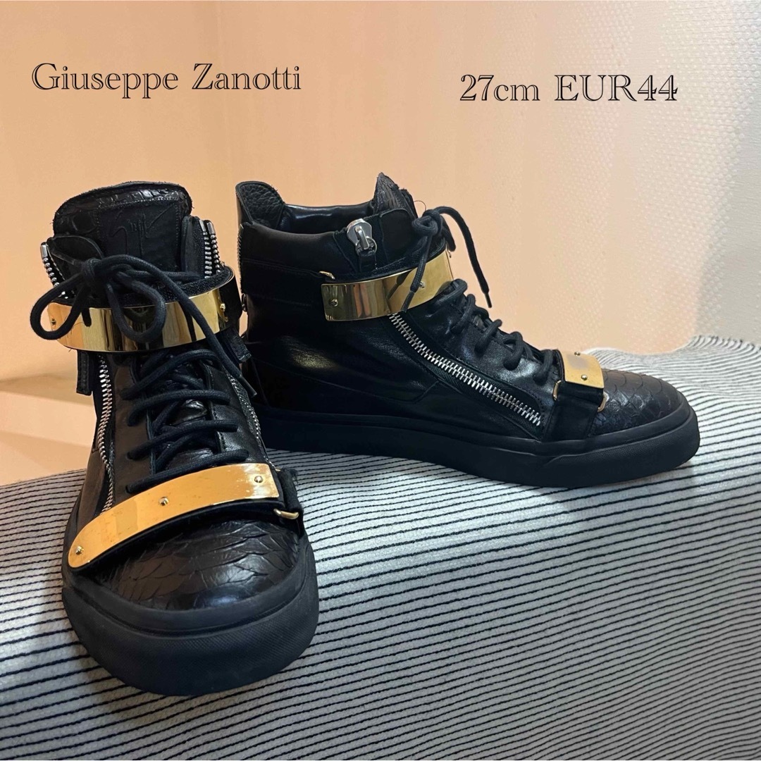 GIUSEPPE ZANOTTI プレート レザー ハイカットスニーカー 39