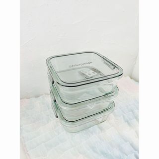 パイレックス(Pyrex)のwakiイワキ耐熱ガラス保存容器　クールグレー800ml×3(容器)