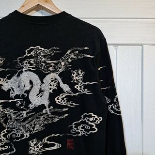 [絡繰魂] 龍神王 刺繍 金ラメ ロングスリーブ [和柄] L-91175雅結