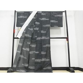 平和屋-こころ店■夏物　小紋　絽　扇面文　着丈169cm　裄丈67cm　洗える着物　A-ma6591