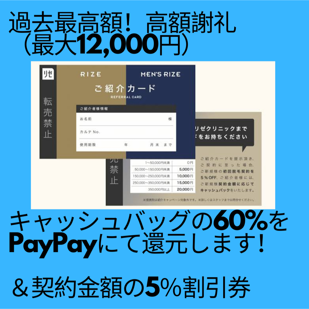 リゼ・メンズリゼ5%オフ紹介カード チケットの優待券/割引券(その他)の商品写真