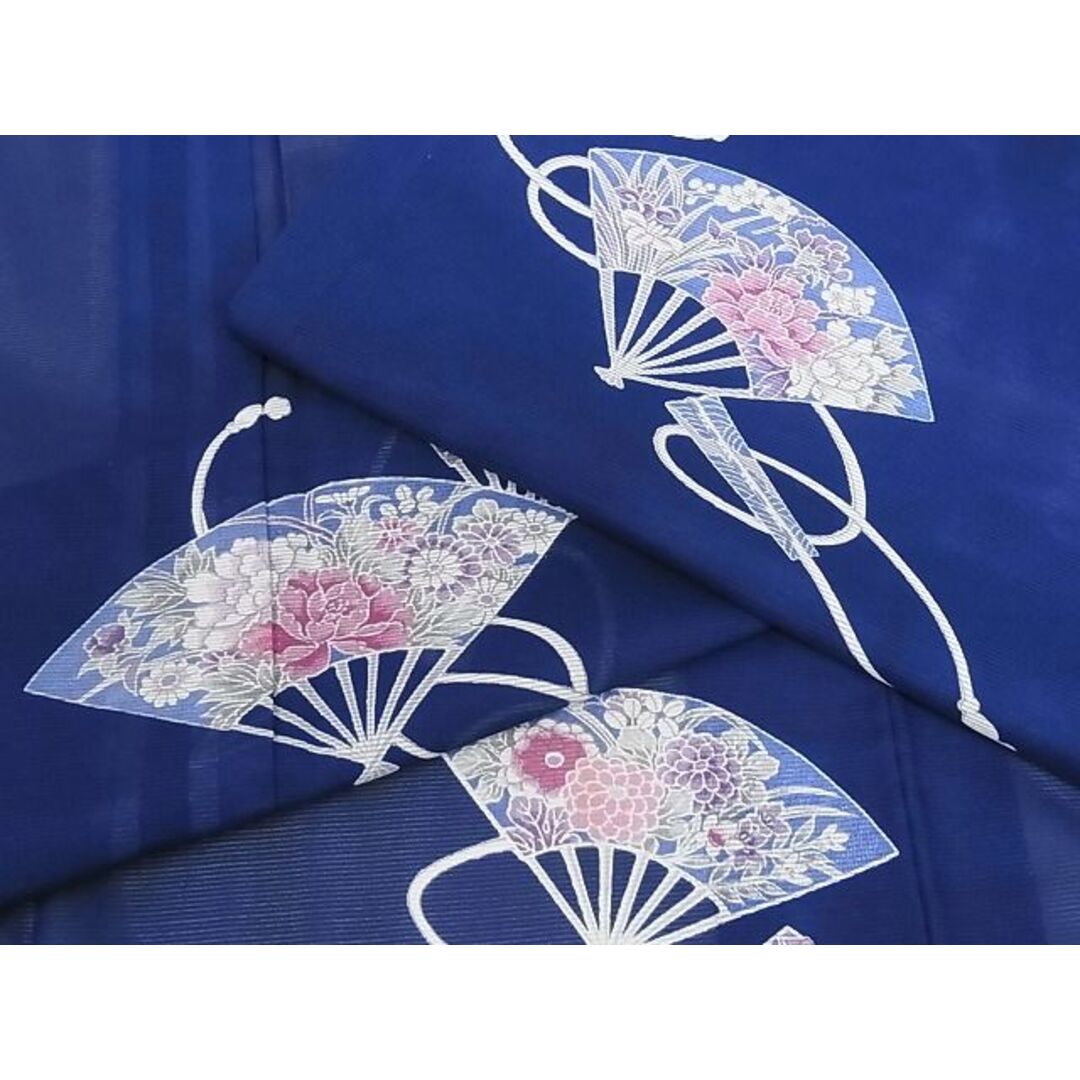 平和屋-こころ店■夏物 訪問着 絽 扇面花文 着丈150.5cm 裄丈63.5cm 正絹 逸品 A-ma6737