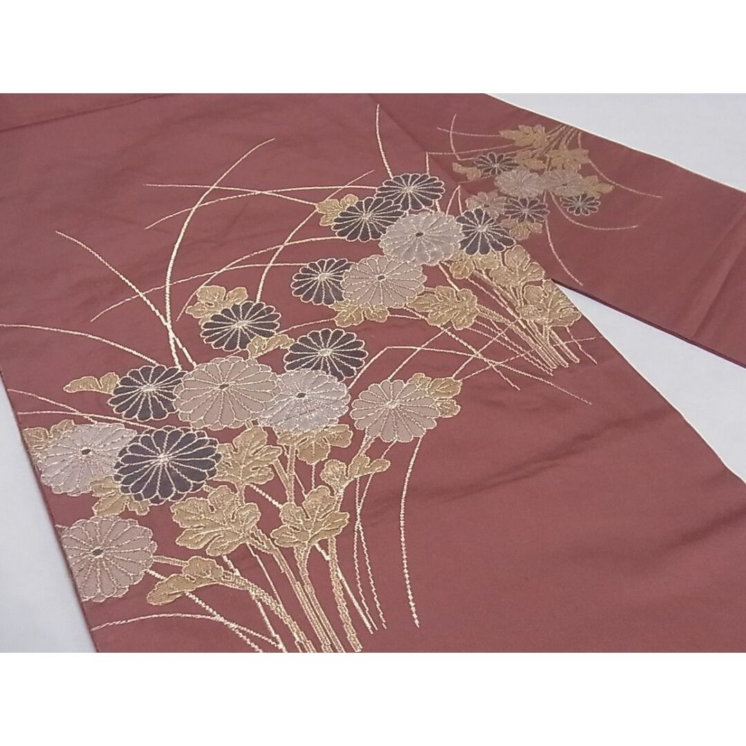 平和屋-こころ店■九寸名古屋帯 草花文 金銀糸 正絹 逸品 A-sx6877