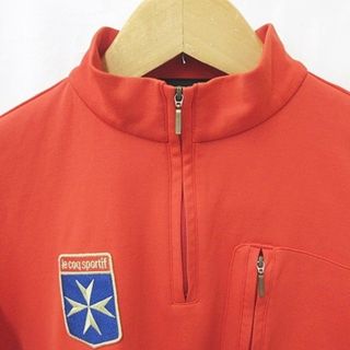 le coq sportif  長袖 ハーフジップ ポロシャツ ポップ 赤 朱