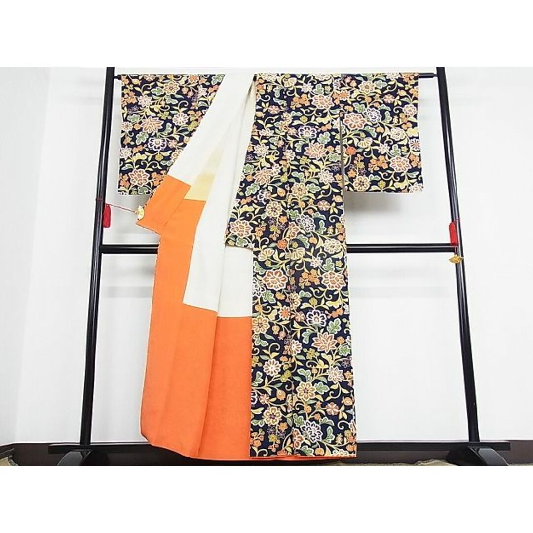 平和屋-こころ店□上質な小紋 花唐草文 着丈156cm 裄丈63.5cm 正絹 ...