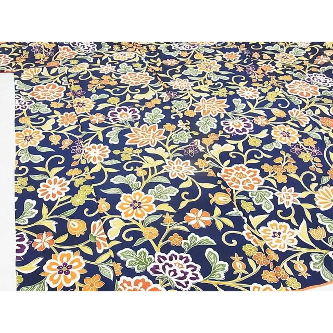平和屋-こころ店□上質な小紋 花唐草文 着丈156cm 裄丈63.5cm 正絹 ...