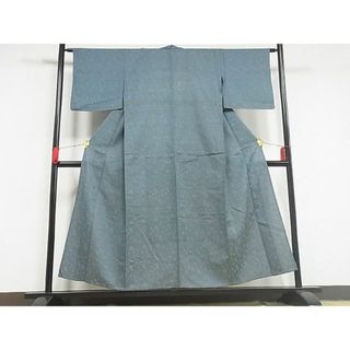 平和屋-こころ店■上質な小紋　単衣　草花　地紋起こし　暈し染め　着丈150cm　裄丈62cm　正絹　逸品　A-ma7522