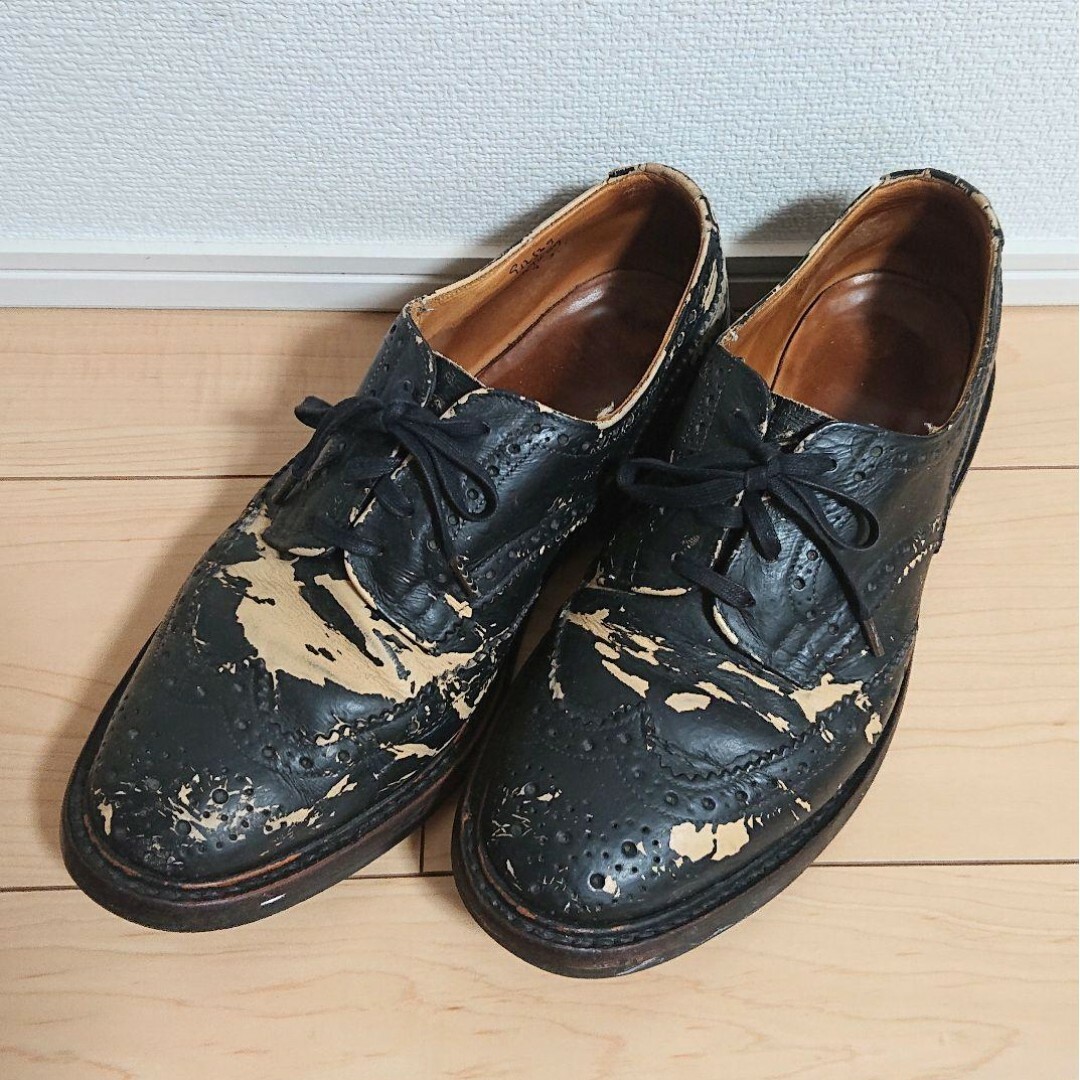 27 良品 Tricker's × MILOK ドレスシューズ ペンキ加工カラーブラック×ベージュ黒