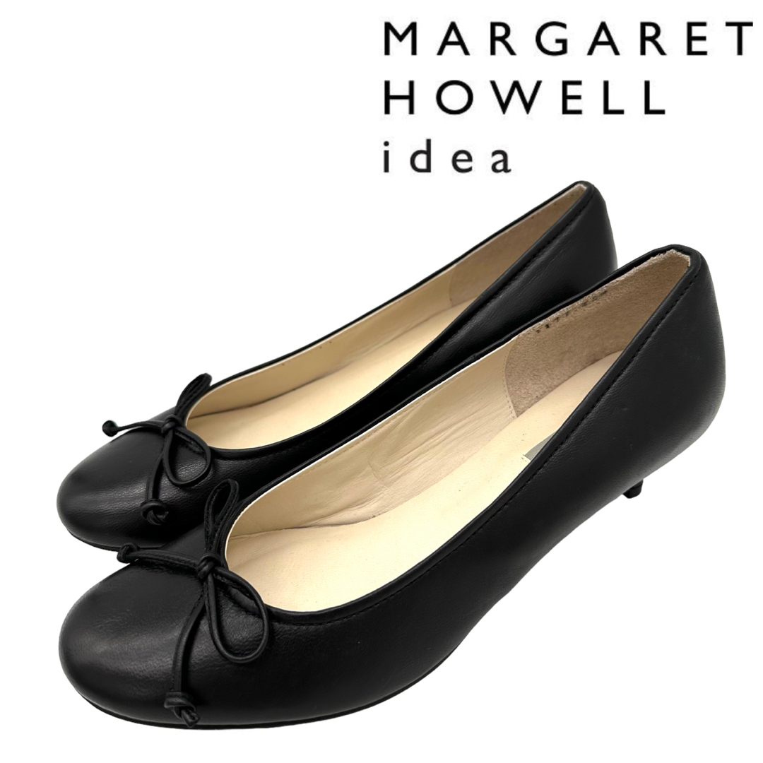 〈美品〉MARGARET HOWELL IDEA【22.5】リボン パンプス 黒