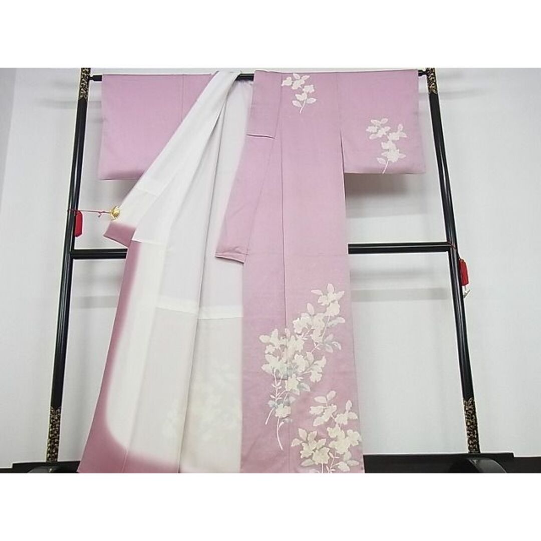 平和屋-こころ店□訪問着 刺繍 枝花文 着丈164cm 裄丈64cm 正絹 逸品 A ...