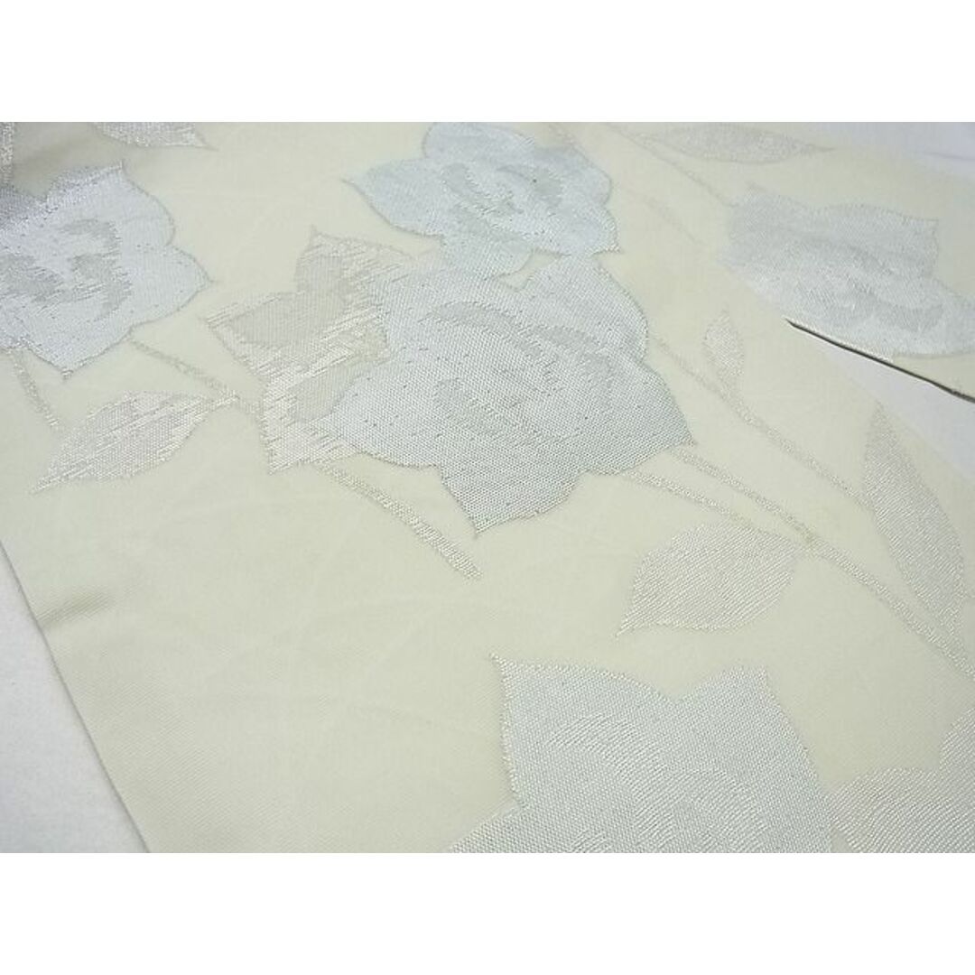 平和屋-こころ店■夏物 九寸名古屋帯 枝花文 銀糸 正絹 逸品 B-np7709