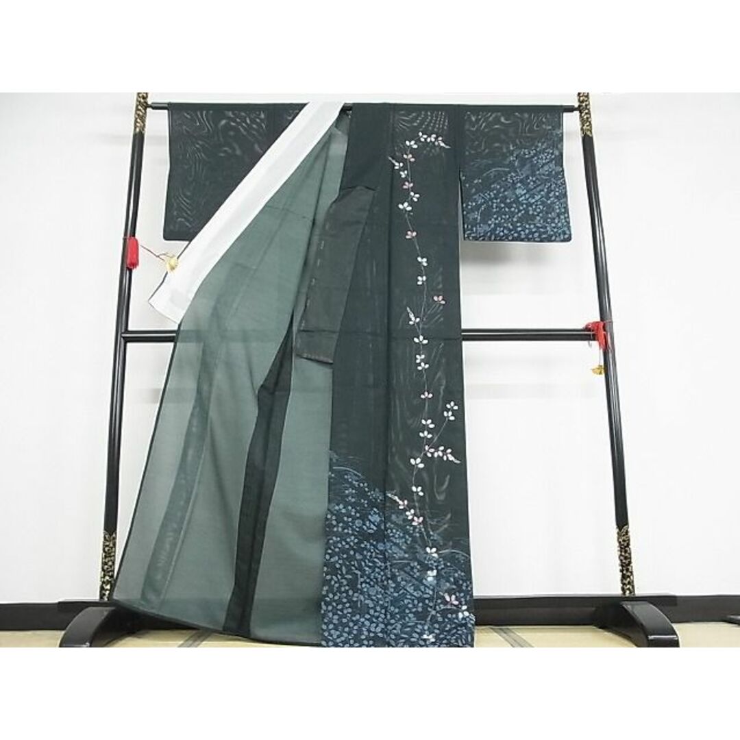 平和屋-こころ店■夏物 訪問着 絽 草花文 着丈165cm 裄丈63.5cm 洗える着物 A-ma6612