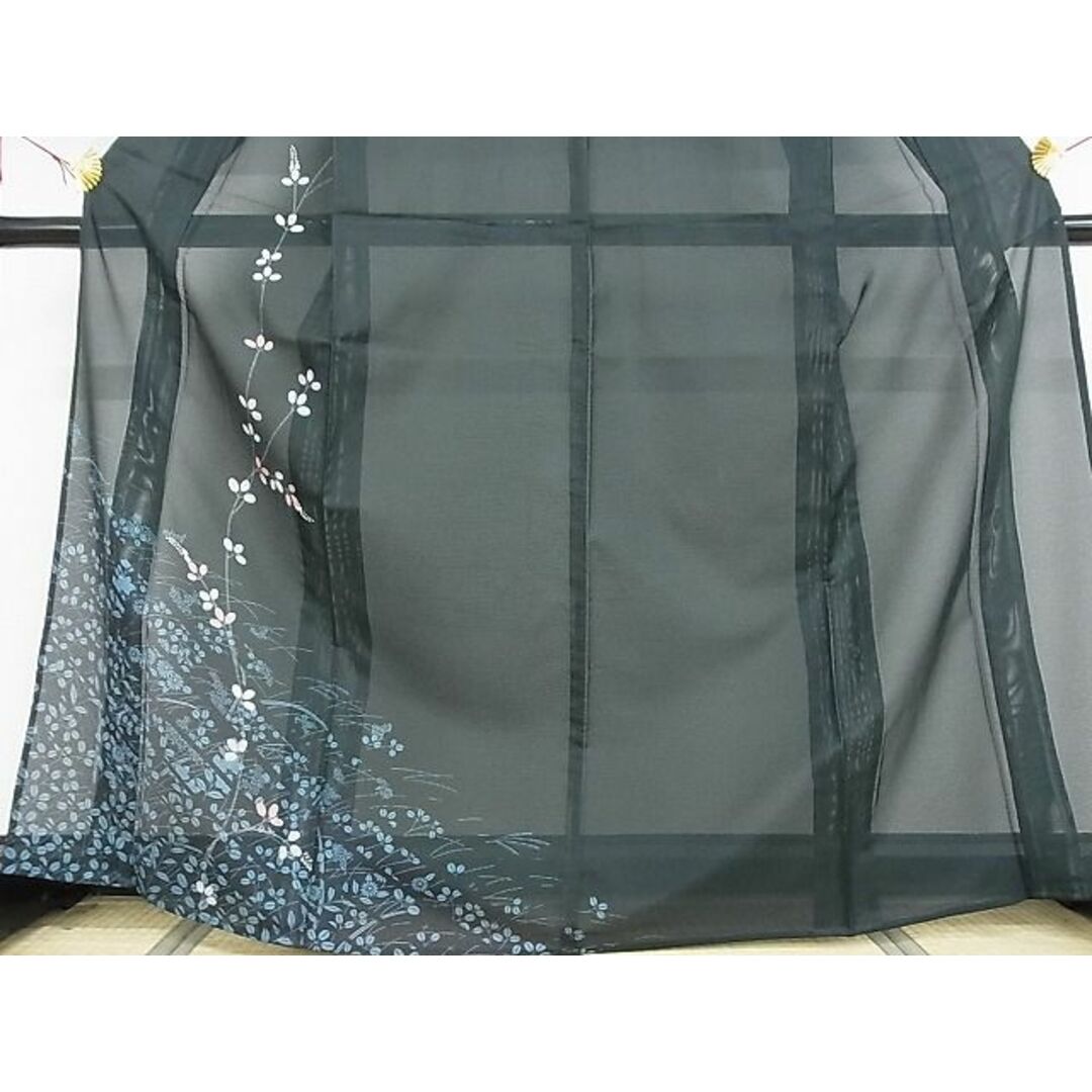 平和屋-こころ店■夏物 訪問着 絽 草花文 着丈165cm 裄丈63.5cm 洗える着物 A-ma6612