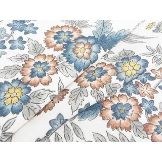 平和屋-こころ店■夏物 小紋 紗 蔦草文 黒地 銀糸 着丈151cm 裄丈62cm 正絹 逸品 A-ck4461
