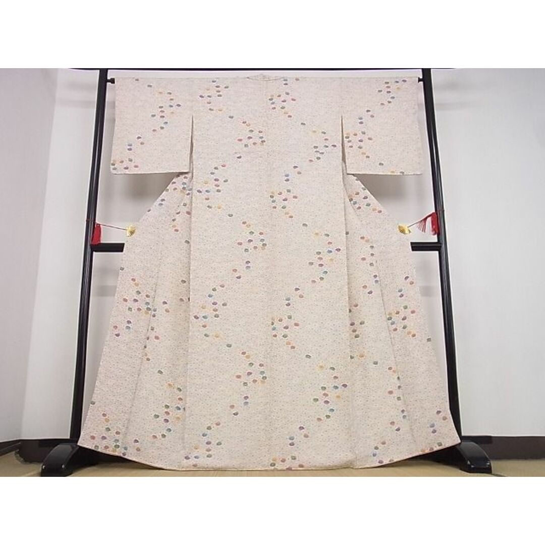 平和屋-こころ店■上質な小紋 花尽し 着丈163cm 裄丈64cm 正絹 逸品 B-ag4057