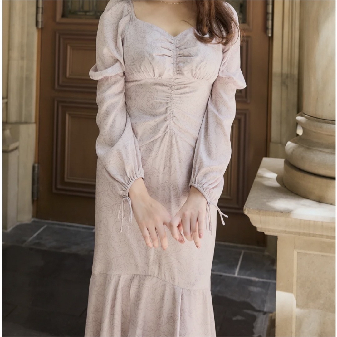 Her lip to Rosa Ruched Satin Dress pink - ロングワンピース/マキシ ...