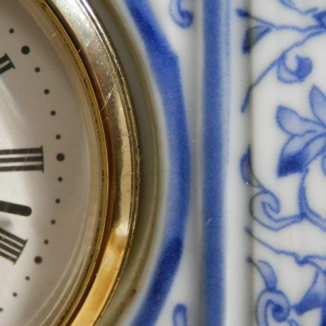 磁器製 置き時計 動作品 28x25x10cm カチコチ音 磁器製 置き時計 動作品 28x25x10cm カチコチ音