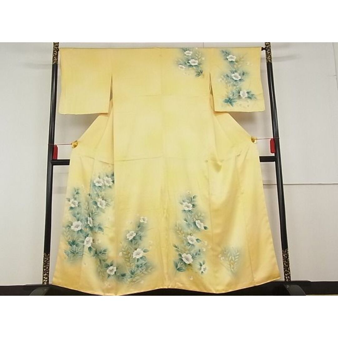 平和屋-こころ店□訪問着 草花文 暈し染め 着丈158.5cm 裄丈66cm 正絹