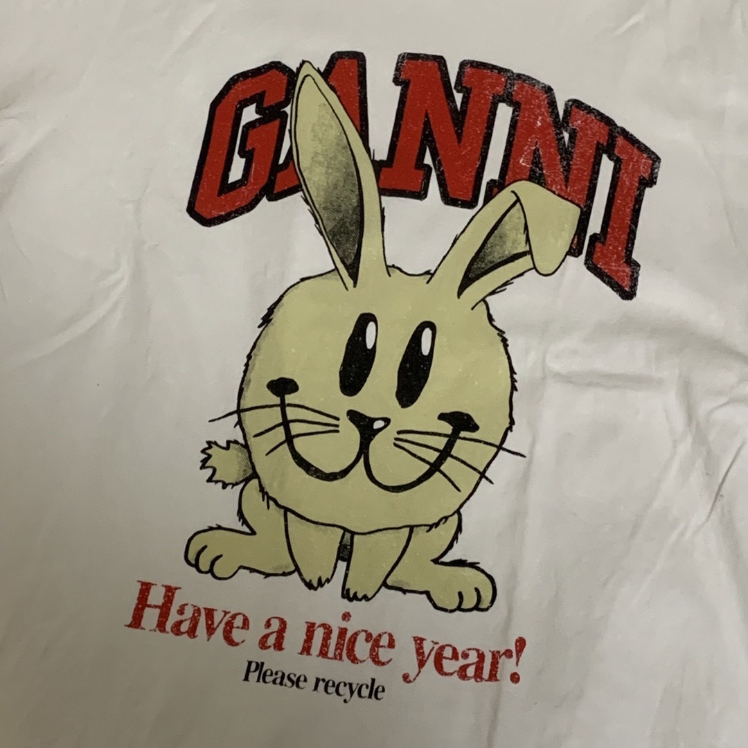 GANNI うさぎ ロゴ シャツ - Tシャツ/カットソー(半袖/袖なし)
