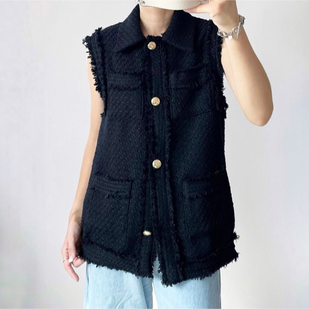 完売品!!【タグ付き新品】ZARA ザラ フリンジトリム テクスチャー ベスト