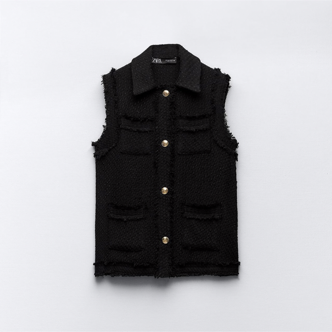 完売品!!【タグ付き新品】ZARA ザラ フリンジトリム テクスチャー ベスト