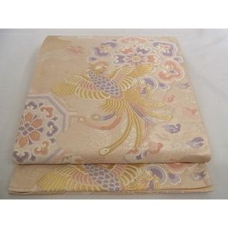 平和屋-こころ店■六通柄袋帯　唐織　立波文　金糸　正絹　逸品　A-ta6675