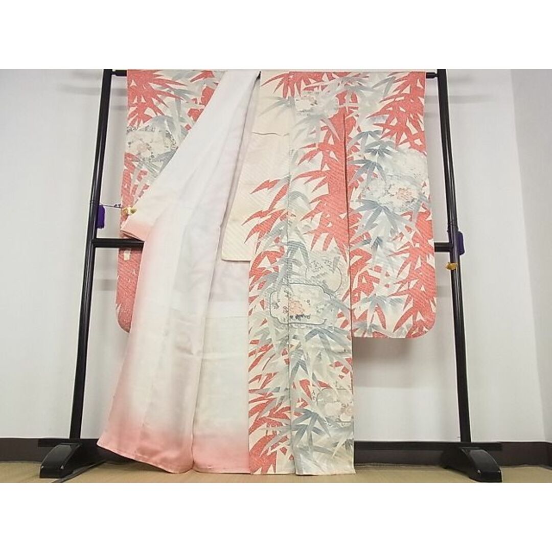 平和屋-こころ店■豪華振袖　草花文　着丈163.5cm　裄丈63cm　正絹　逸品　B-ag3905