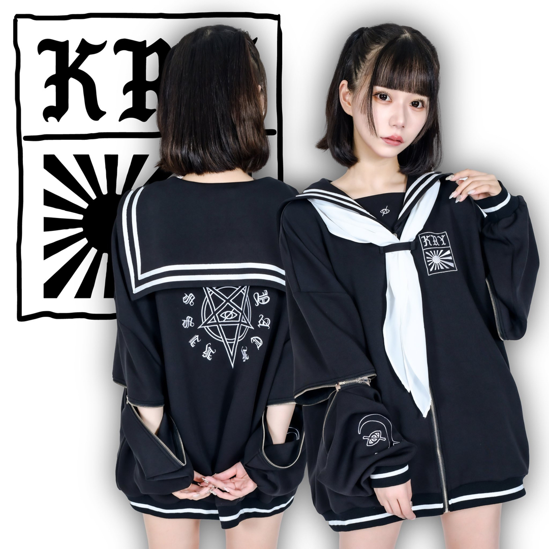 KRY clothing 絶対☆全開 ホワイトセーラー - パーカー