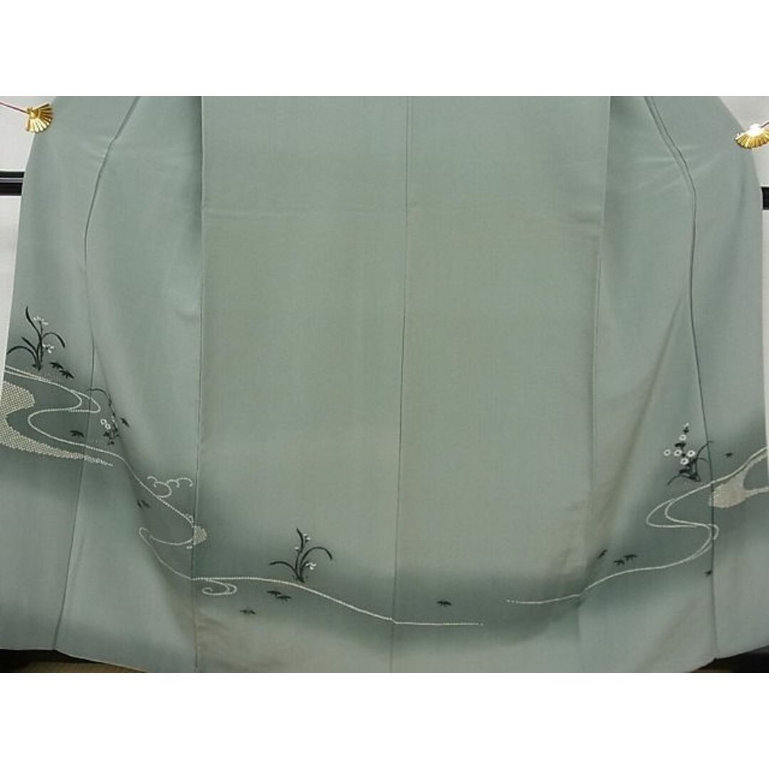 平和屋-こころ店■訪問着 流水草花文 暈し染め 金彩 着丈158cm 裄丈62cm 正絹 逸品 A-br5220