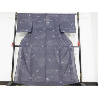 平和屋-こころ店■夏物 小紋 絽 草花文 銀彩 着丈160cm 裄丈65cm 正絹 逸品 A-ck4382