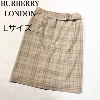 BURBERRY - 【美品】バーバリーロンドン ベージュ チェック ベルト付き ...