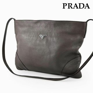 プラダ PRADA ショルダーバッグ 薄型 モノリス 三角ロゴ レザーバッグ-