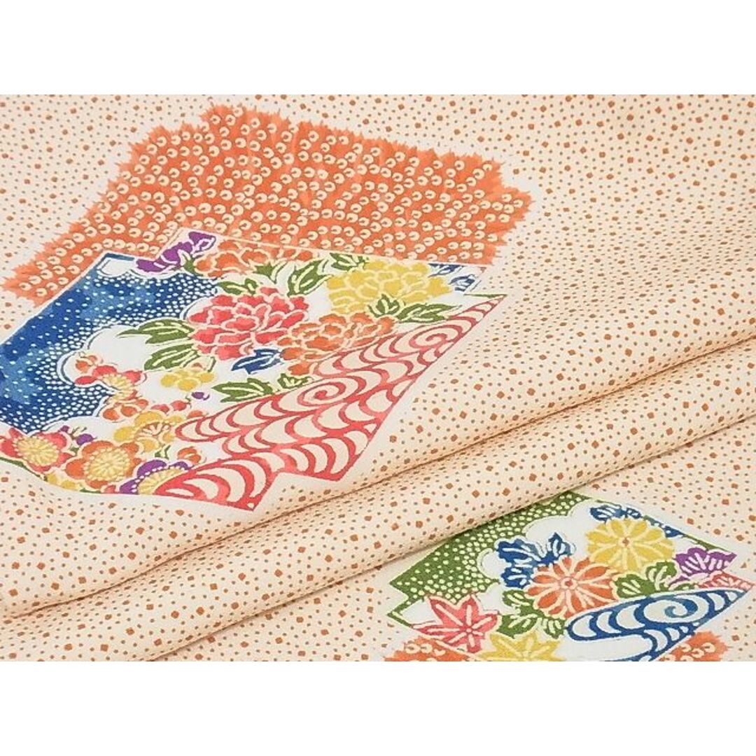 平和屋-こころ店■上質な小紋 草花文 着丈158cm 裄丈62cm 正絹 逸品 B-ag4058
