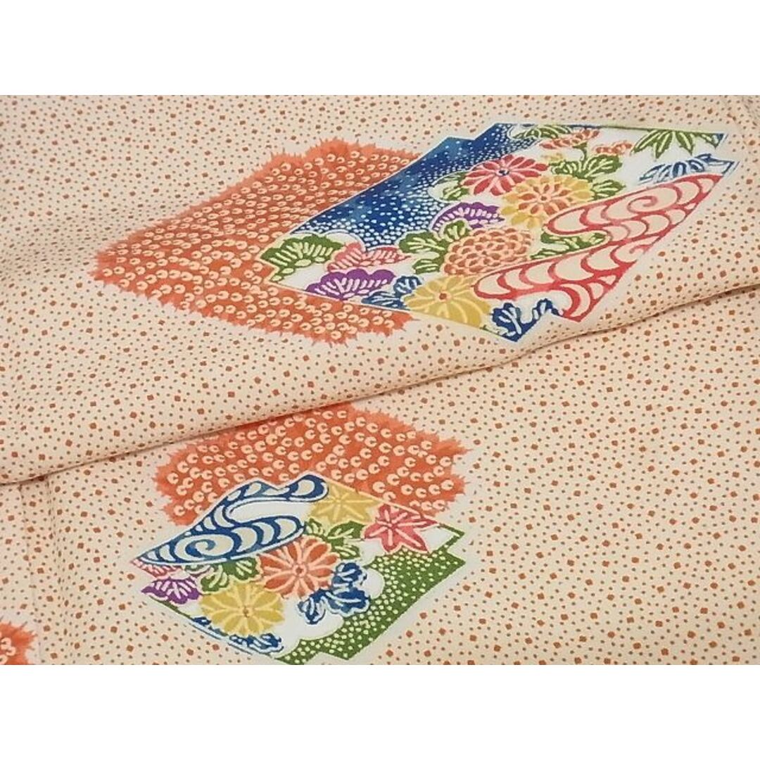 平和屋-こころ店■上質な小紋 草花文 着丈158cm 裄丈62cm 正絹 逸品 B-ag4058