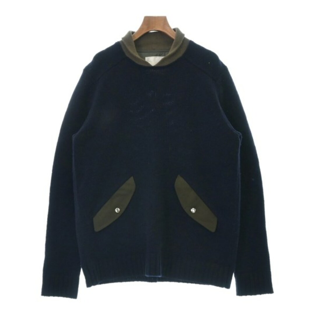 sacai サカイ ニット・セーター -(XL位) 紺xカーキ 【古着】【中古】 | フリマアプリ ラクマ