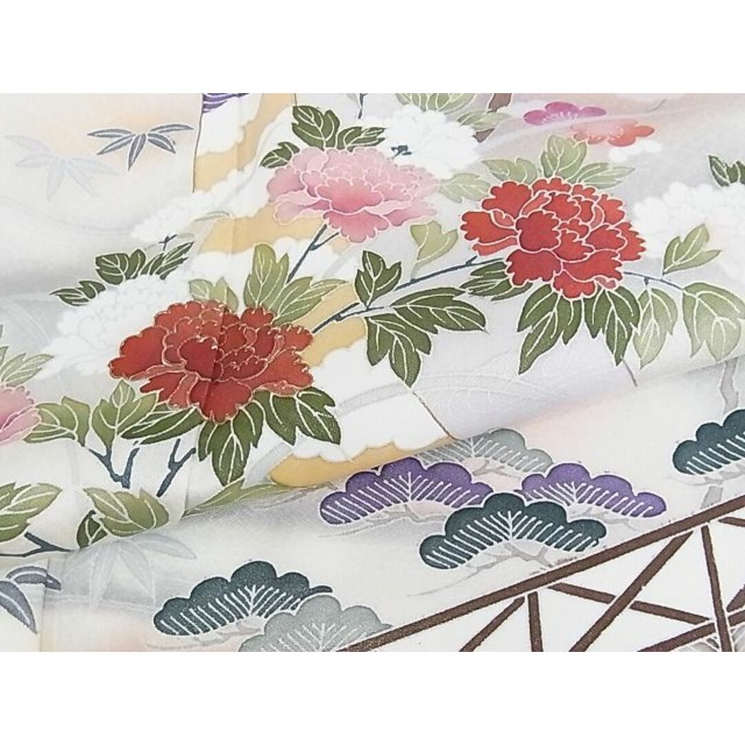 平和屋-こころ店■訪問着 風景文 たたき染め 金銀彩 着丈161cm 裄丈63cm 正絹 逸品 B-np8445