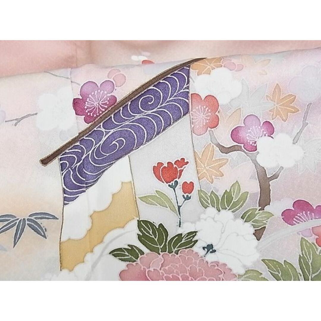 平和屋-こころ店■訪問着 風景文 たたき染め 金銀彩 着丈161cm 裄丈63cm 正絹 逸品 B-np8445