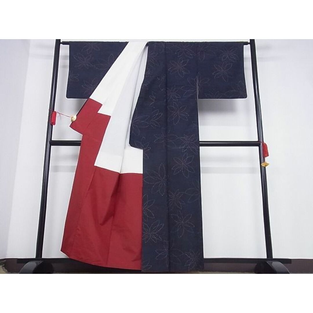 平和屋-こころ店■上質な紬 舞花文 着丈168cm 裄丈68cm 正絹 逸品 未使用 B-np8657