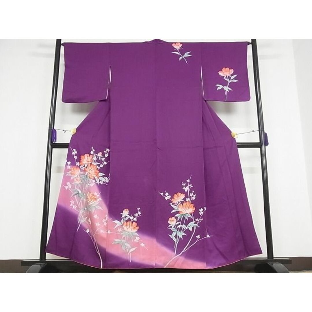 平和屋-こころ店■訪問着 枝花文 暈し染 金彩 着丈157cm 裄丈63.5cm 正絹 逸品 B-wt9340