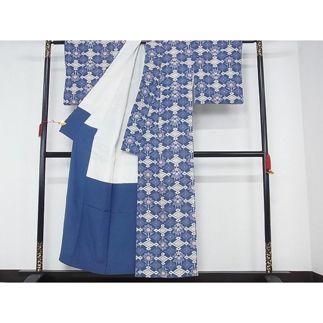 平和屋-こころ店■上質な小紋 花菱文 着丈162cm 裄丈64cm 正絹 逸品 B-ey5364