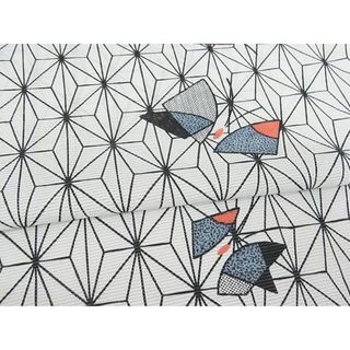 平和屋-こころ店□夏物 小紋 絽 麻の葉文様 扇 着丈152cm 裄丈63cm ... 平和屋-こころ店■夏物 小紋 絽 枝葉文 着丈152cm 裄丈63cm 洗える着物 A-ck4306