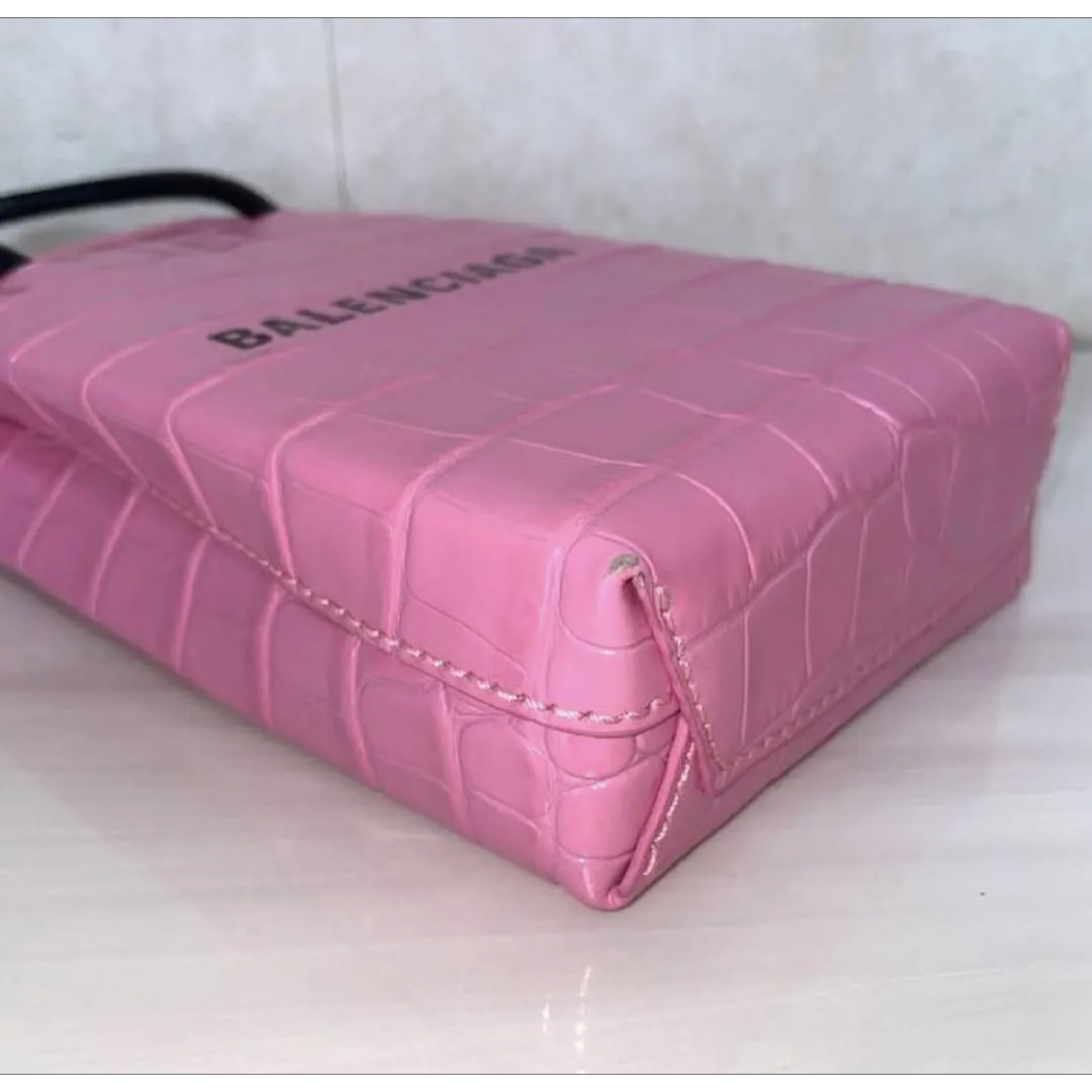 BALENCIAGA ショッピング フォンホルダー クロコ型押しレザーバッグ