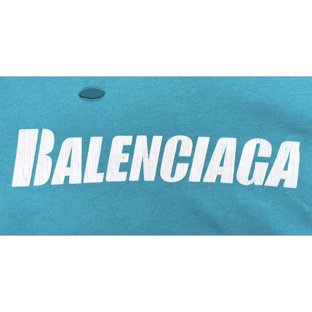 BALENCIAGA 21SS ターコイズ デストロイTシャツ 5