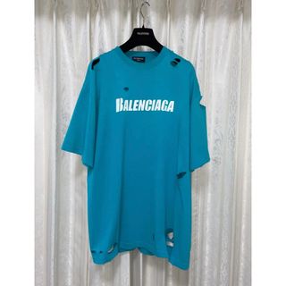 バレンシアガ Tシャツ・カットソー(メンズ)(ブルー・ネイビー/青色系