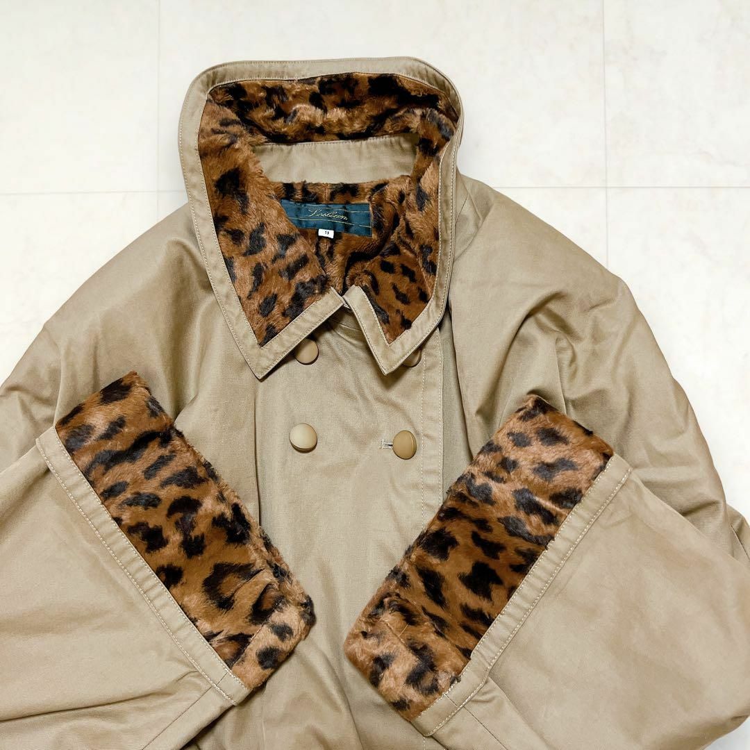 美品*レリアン Leilian レオパード ロングコート ヒョウ ベージュ 9