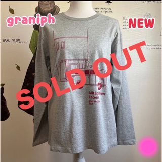 グラニフ(Design Tshirts Store graniph)の◎28 新品❣️グラニフ Alltagliches Lebenグレー ネコ(Tシャツ(長袖/七分))