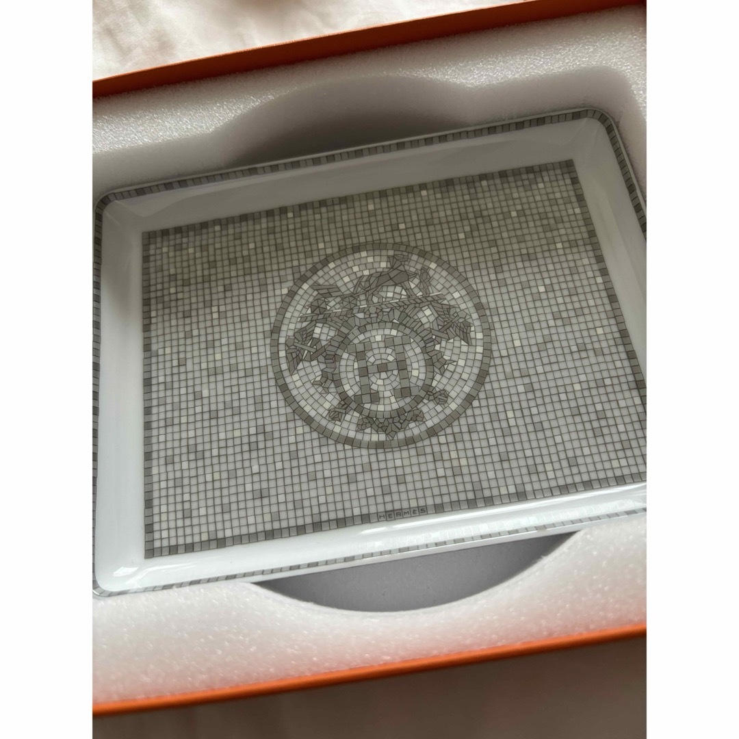 エルメス HERMES モザイク24 プラチナ 長方形プレート 新品・未使用品