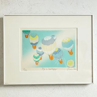 おかもとみわこ シルクスクリーン fly a balloon 57/75の通販 by